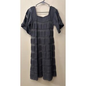 Vintage 70s Phoenix Black Pin Tucked Mexican Crochet Cotton Wedding Midi Dress 8